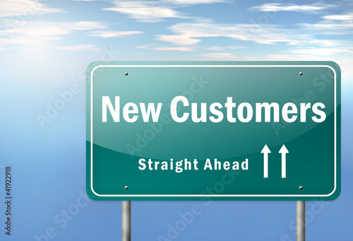 Illustration: Highway Signpost "New Customers" Highway Signpost "New Customers"
