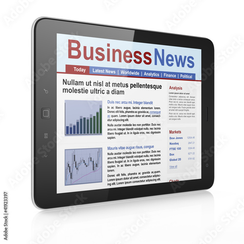 Illustration: Digital news on tablet computer screen Digital news on tablet computer screen