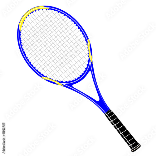 Illustration: Tennisschläger blau / gelb Tennisschläger blau / gelb