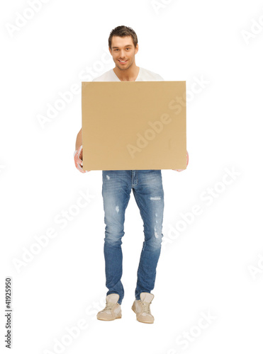 Foto: handsome man with big box handsome man with big box