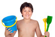 Adorable boy playing with toy for the beach Adorable boy playing with toy for the beach