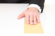 businessman submits documents
