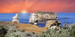 pink sunset behind the sea and rocks, great ocean roan pink sunset behind the sea and rocks, great ocean roan