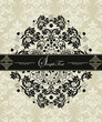 INVITATION FLORAL CARD ON DAMASK BACKGROUND