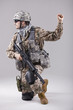 Photo: soldier with hand warning gesure soldier with hand warning gesure