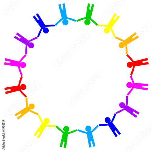 Vector: Vector colorful icon of people in circle Vector colorful icon of people in circle