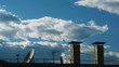 Video: Timelapse of fast stormy clouds and building roof with chimneys Timelapse of fast stormy clouds and building roof with chimneys