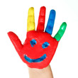 Coloured hand of a child