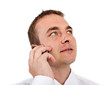 Man talking by telephone.