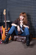 girl in recording studio