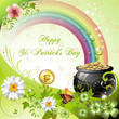 St. Patrick's Day card design with clover and coins
