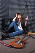 girl in recording studio