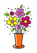 Flowers in orange vase - illustration on white background.