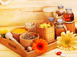 Spa still life in wood spa.