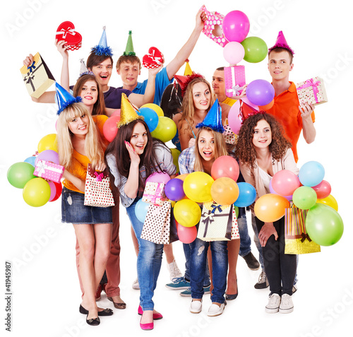 Foto: Group people with balloon on party. Group people with balloon on party.