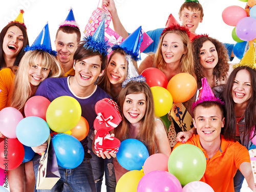Foto: Group people in party hat. Group people in party hat.
