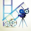 Film frames with colored circles Film frames with colored circles