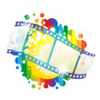 Film frames over colorful background Film frames over colorful background