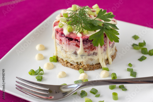 Photo: Traditional Russian Beetroot and herring salad Traditional Russian Beetroot and herring salad