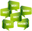 Sprechblasen 6-W-Fragewörter grün