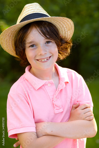 Photo: portrait of young sweet boy with straw hat 1 portrait of young sweet boy with straw hat 1