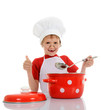 little funny chef preparing soup