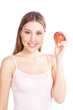 Happy Woman Holding Apple