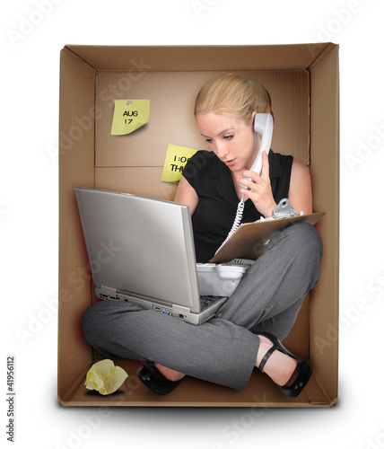 Photo: Small Business Woman in Office Box Small Business Woman in Office Box