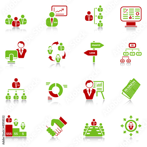 Vector: Management icons - green-red series Management icons - green-red series