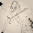 Vector illustration of a rock musician playing guitar