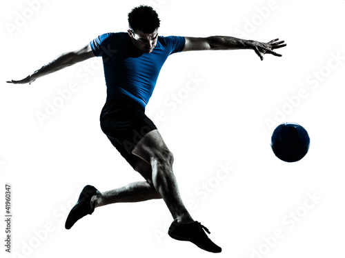Foto: man soccer football player flying kicking man soccer football player flying kicking