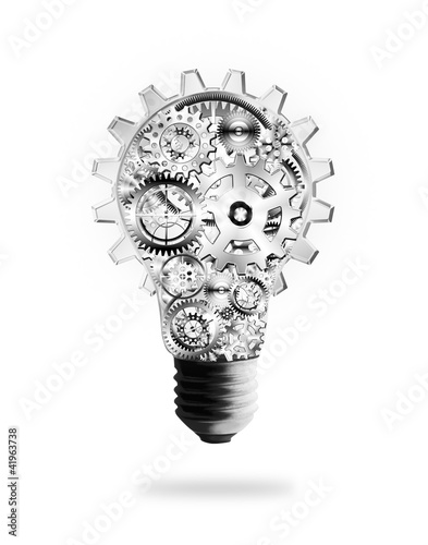 Illustration: light bulb design by cogs and gears light bulb design by cogs and gears