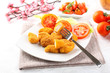Chicken nuggets on dish