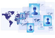 World map with communication network and friends World map with communication network and friends