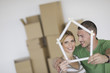 Young couple moving in new home