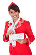 Portrait of young beautiful stewardess
