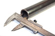 measuring of old hunting punt gun muzzle with vernier callipers