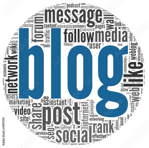 Illustration: Blog concept in word tag cloud Blog concept in word tag cloud