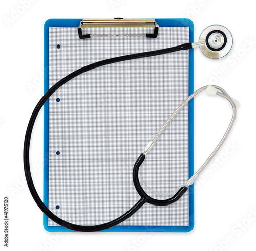 Foto: stethoscope clipboard white background stethoscope clipboard white background