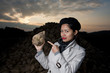 Photo: beautiful asian with sugar beet beautiful asian with sugar beet