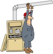 Man Installing A Furnace