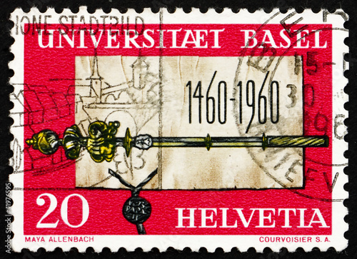 Photo: Postage stamp Switzerland 1960 Founding Charter and Scepter of U Postage stamp Switzerland 1960 Founding Charter and Scepter of U