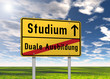 Ortsschild "Studium / Duale Ausbildung"
