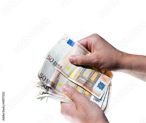 Photo: geldscheine in der hand zählen 50 euro geldscheine in der hand zählen 50 euro