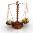 concept time is money, clock and money on scales.