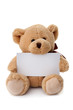 Foto: Teddy bear holding white banner Teddy bear holding white banner