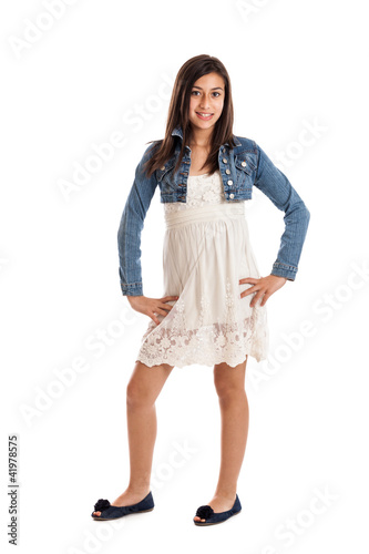 Photo: Preteen girl portrait isolated on white Preteen girl portrait isolated on white