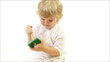boy playing in white room