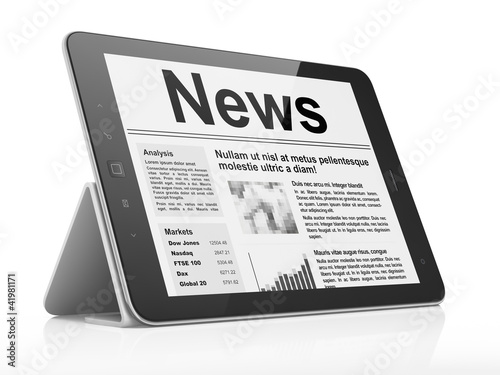 Illustration: Digital news on tablet pc computer screen Digital news on tablet pc computer screen