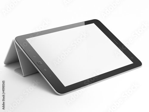 Illustration: Black abstract tablet computer (pc) on white background Black abstract tablet computer (pc) on white background